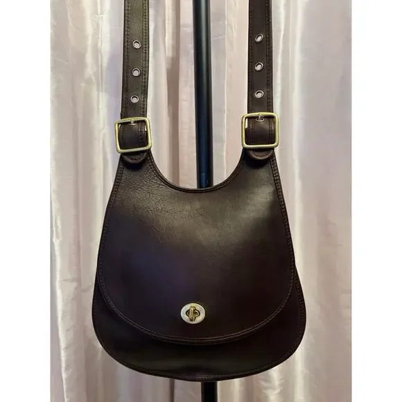 Vintage Coach 9988 Dark Mahogany Crescent Saddle Crossbody Made in / USA - Picture 11 of 14